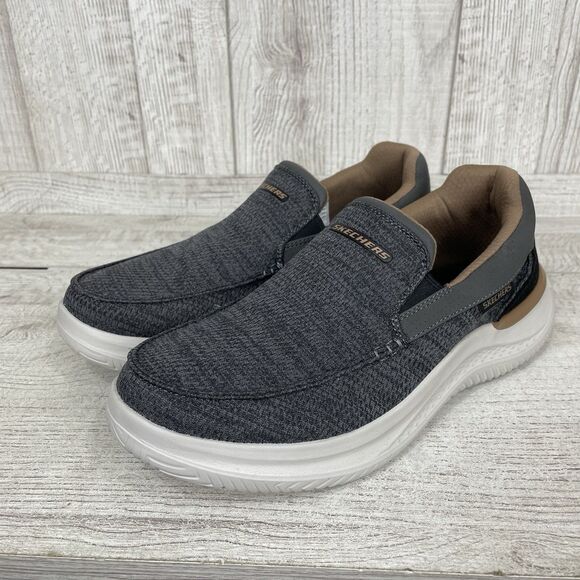 Skechers Hasting Marco Men Size 11.5 Gray Black Slip On Memory Foam Shoe 205367 main image 10